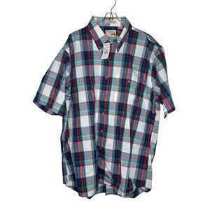 The Fox Collection Men Shirt Plaid Regular Single Shortsleeve Button-Down XL NWT